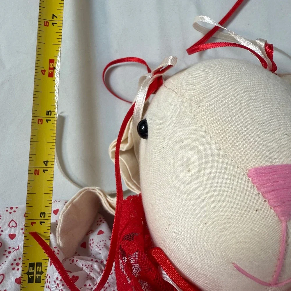 Vintage‎ Handmade Valentines Bunnies Rabbits Plush Stuffed Animal Decor 16